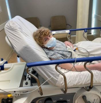 Katie Louise Gaffigan at the hospital after she was infected with Corona virus.